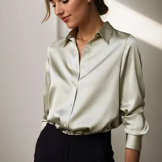 Women’s Long Sleeve Blouse | Collared Button Placket