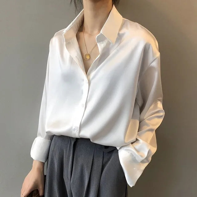 Women’s Long Sleeve Blouse | Collared Button Placket