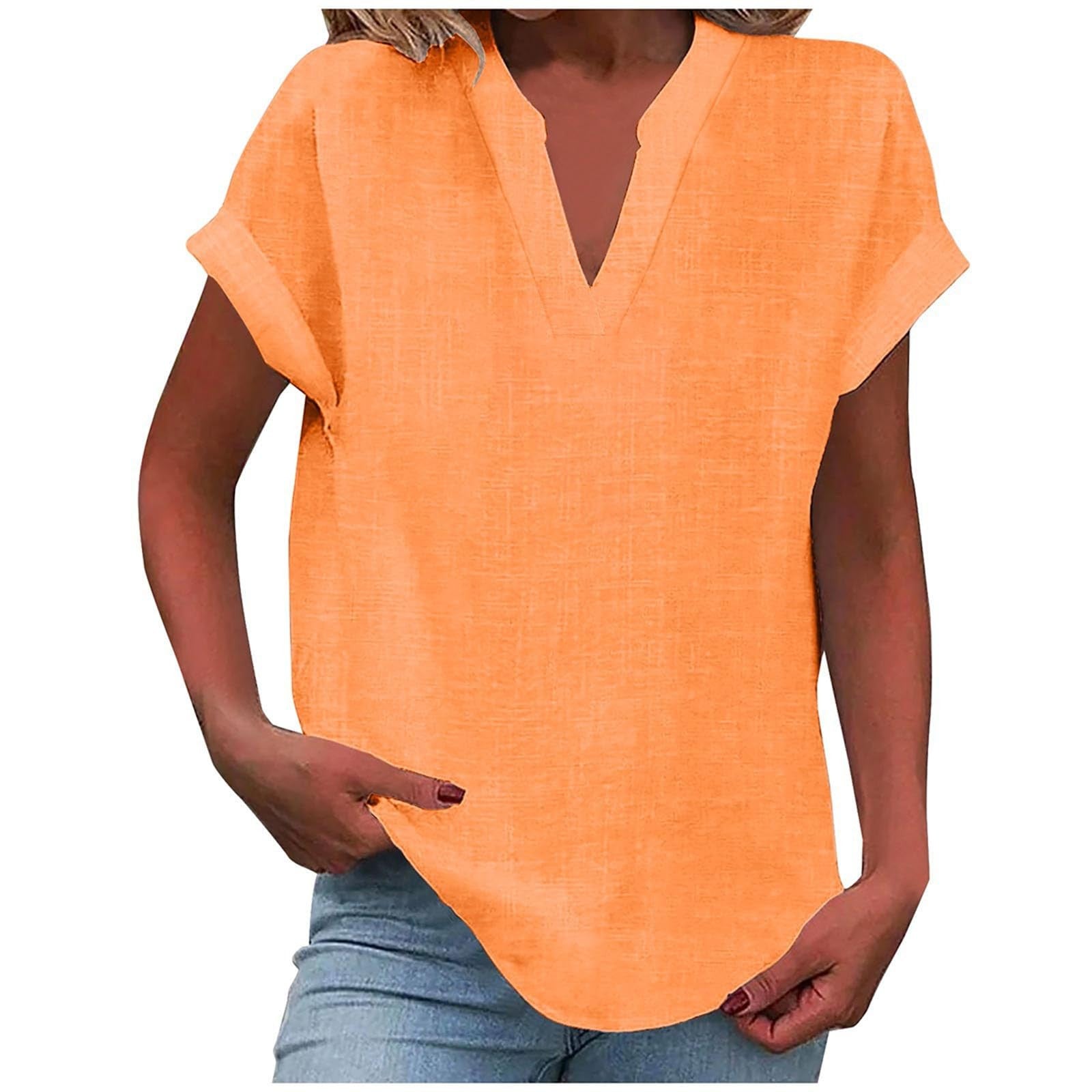 Women's V-Neck Blouse with Relaxed Fit and Lightweight Fabric