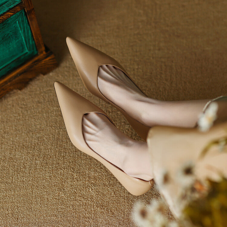 Camille | Women's Pointed Toe Pumps Low Kitten Heel Slip On Shoes