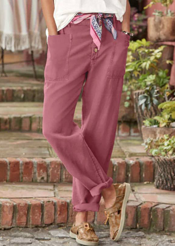 Women's Relaxed Trousers with Wide Leg and Adjustable Waist