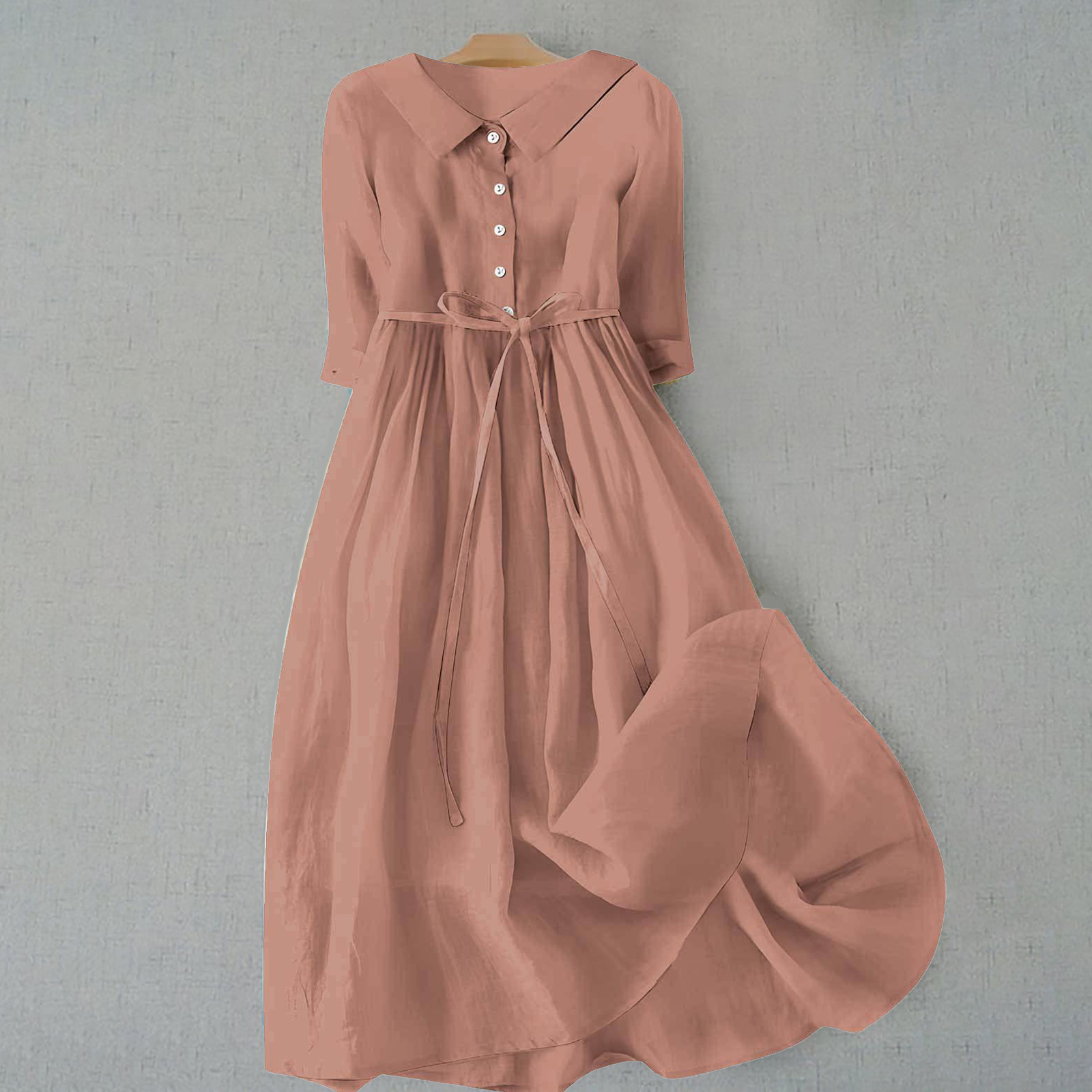 Women's Casual Dress with Short Sleeves and A-Line Cut