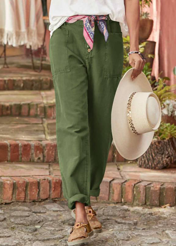 Women's Relaxed Trousers with Wide Leg and Adjustable Waist