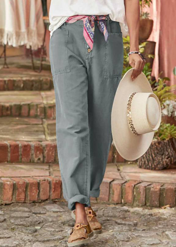Women's Relaxed Trousers with Wide Leg and Adjustable Waist