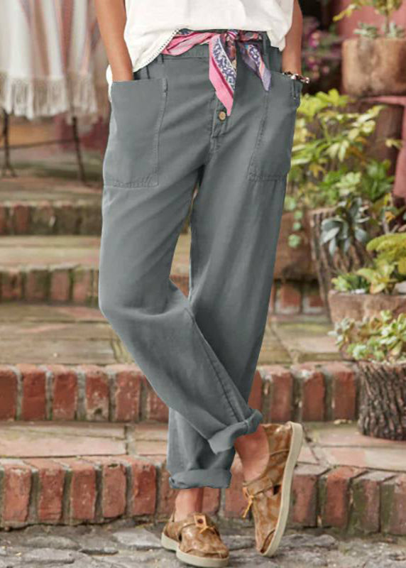 Women's Relaxed Trousers with Wide Leg and Adjustable Waist
