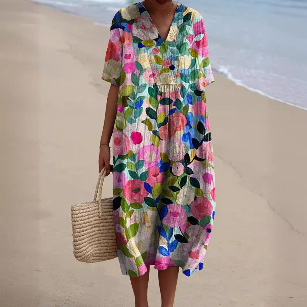 Women’s Colorful Floral Dress | Midi