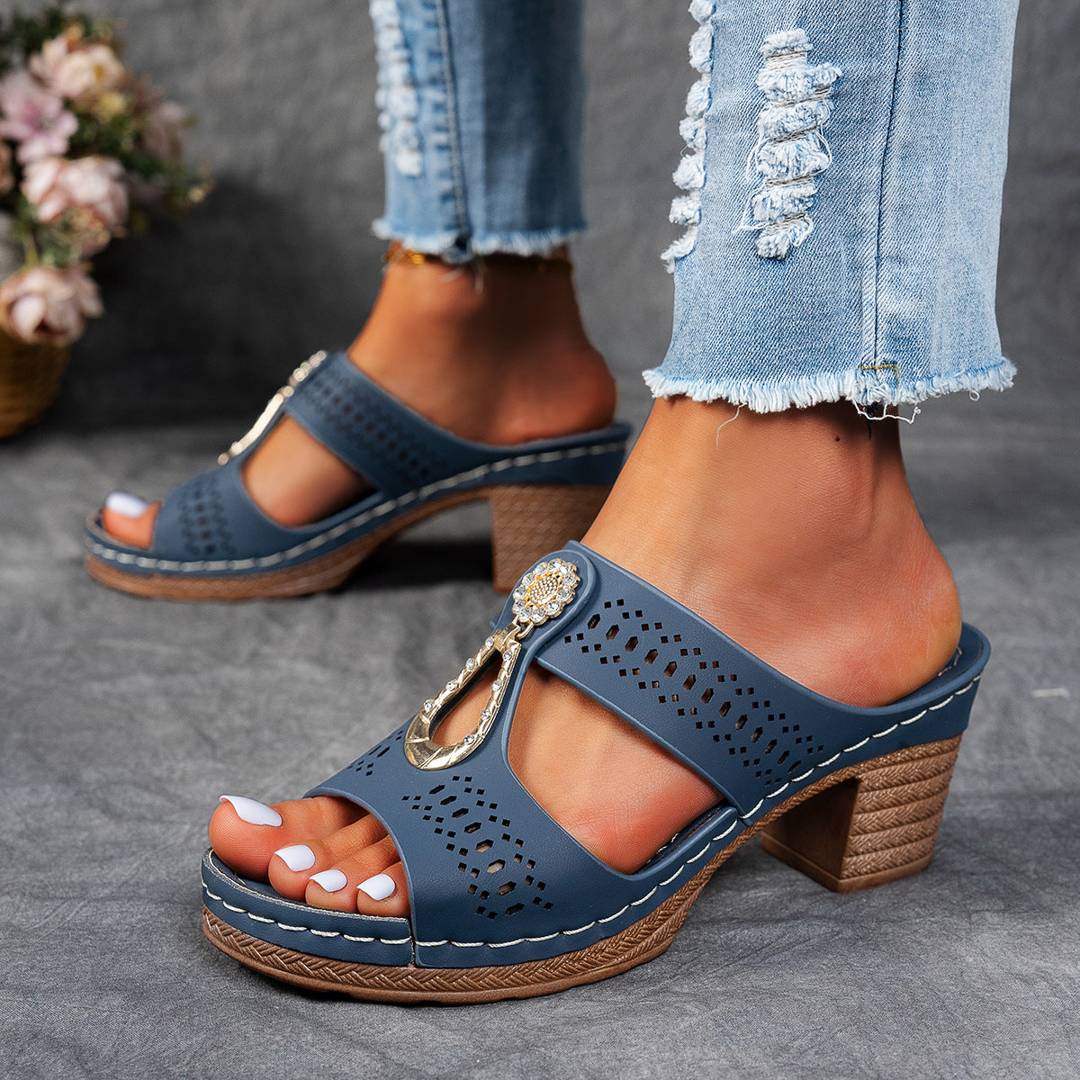 Finley | Women's Orthopedic Rhinestone Flat Sandals