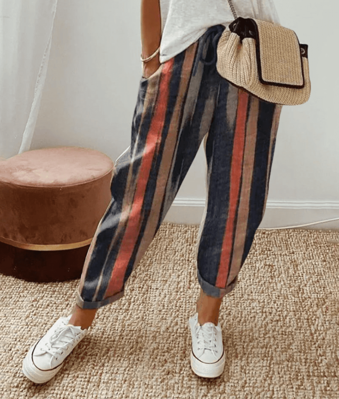 Women's Trousers with Flattering Fit and Printed Design