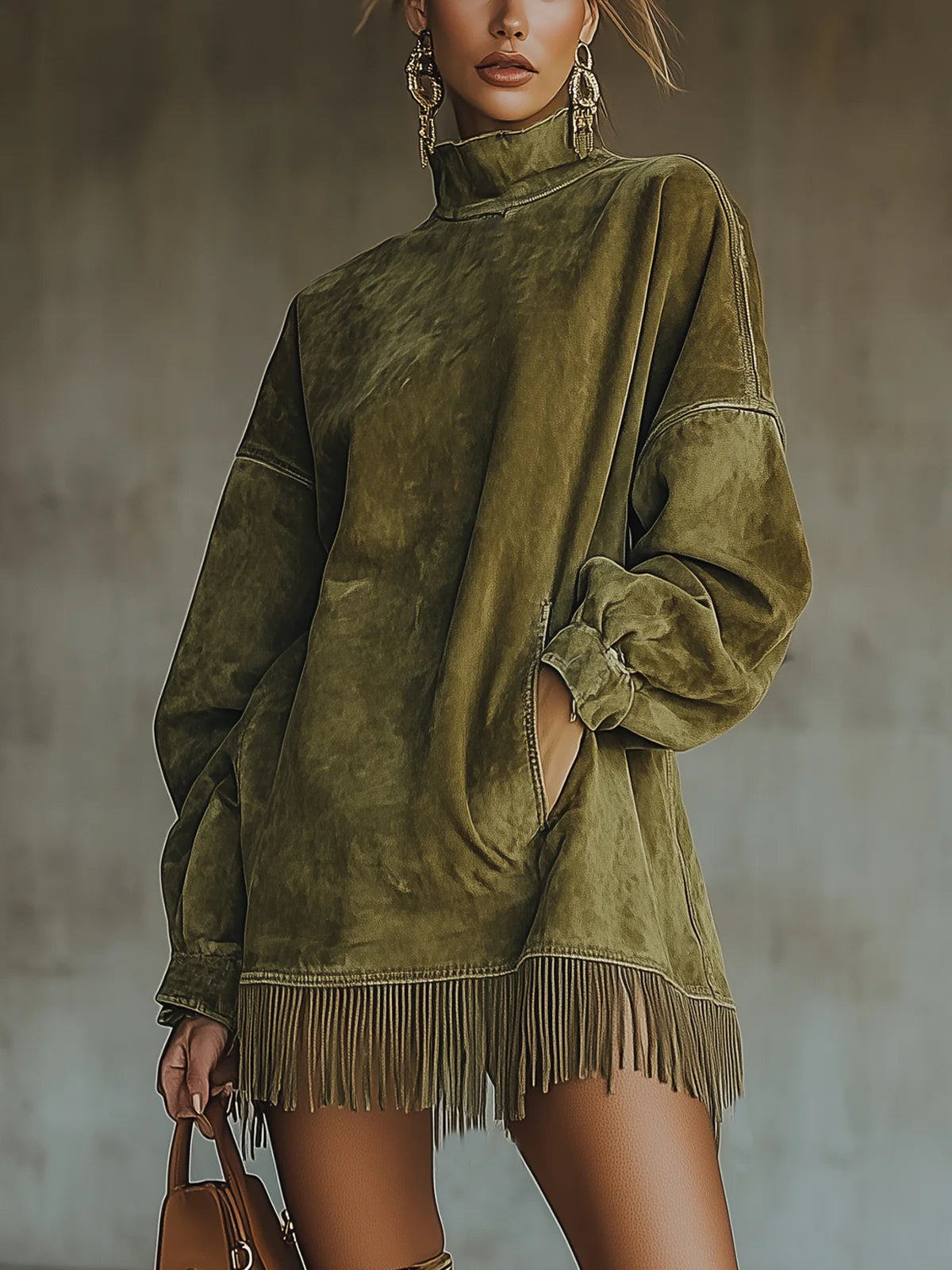 Women's Fringe Dress with Relaxed Fit and Versatile Style