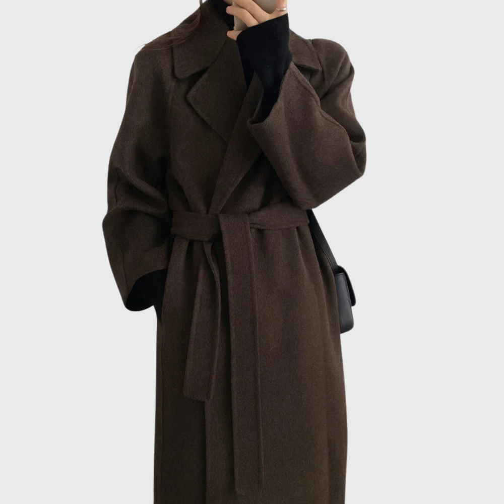 Women's Belted Overcoat with Classic Design and Versatile Style
