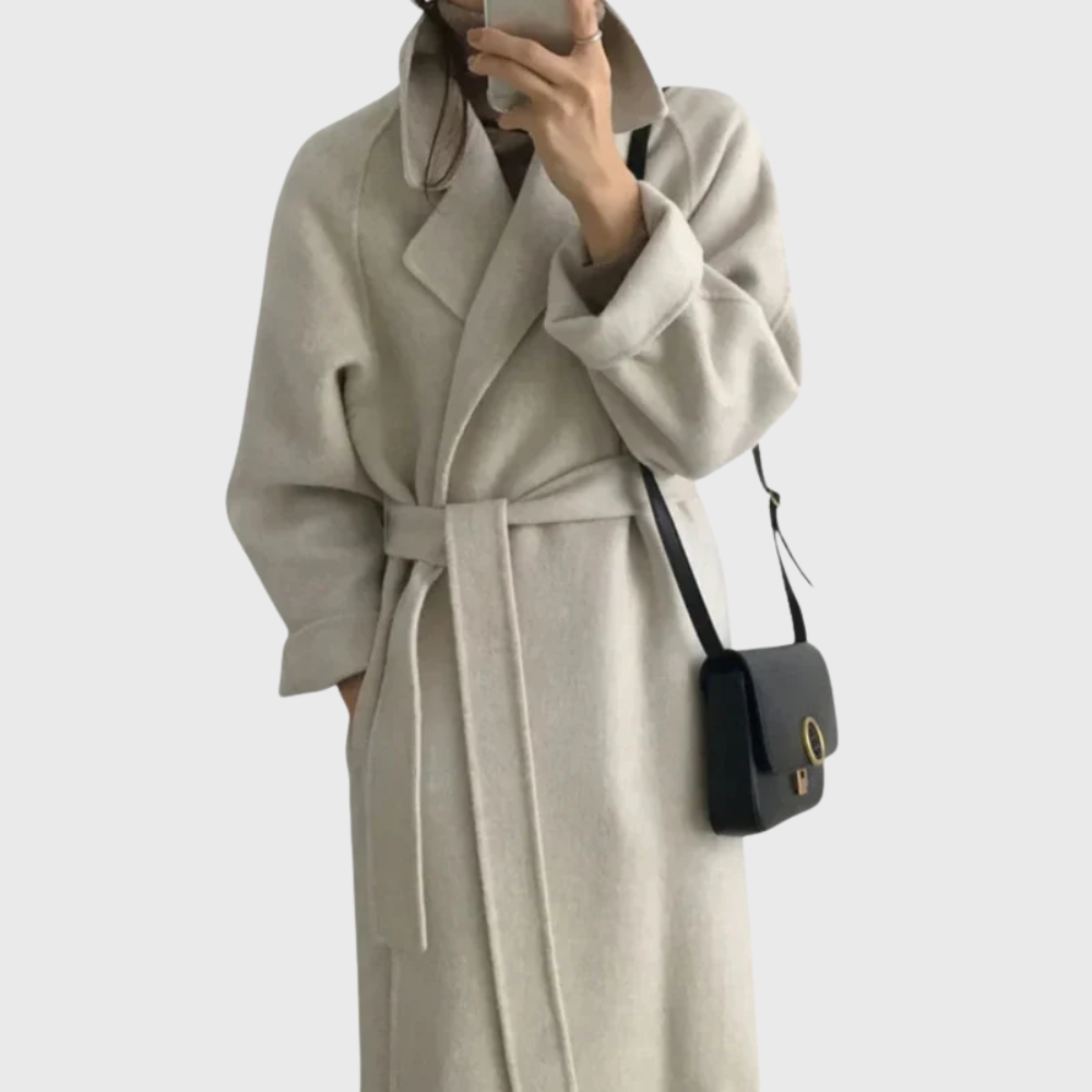 Women's Belted Overcoat with Classic Design and Versatile Style
