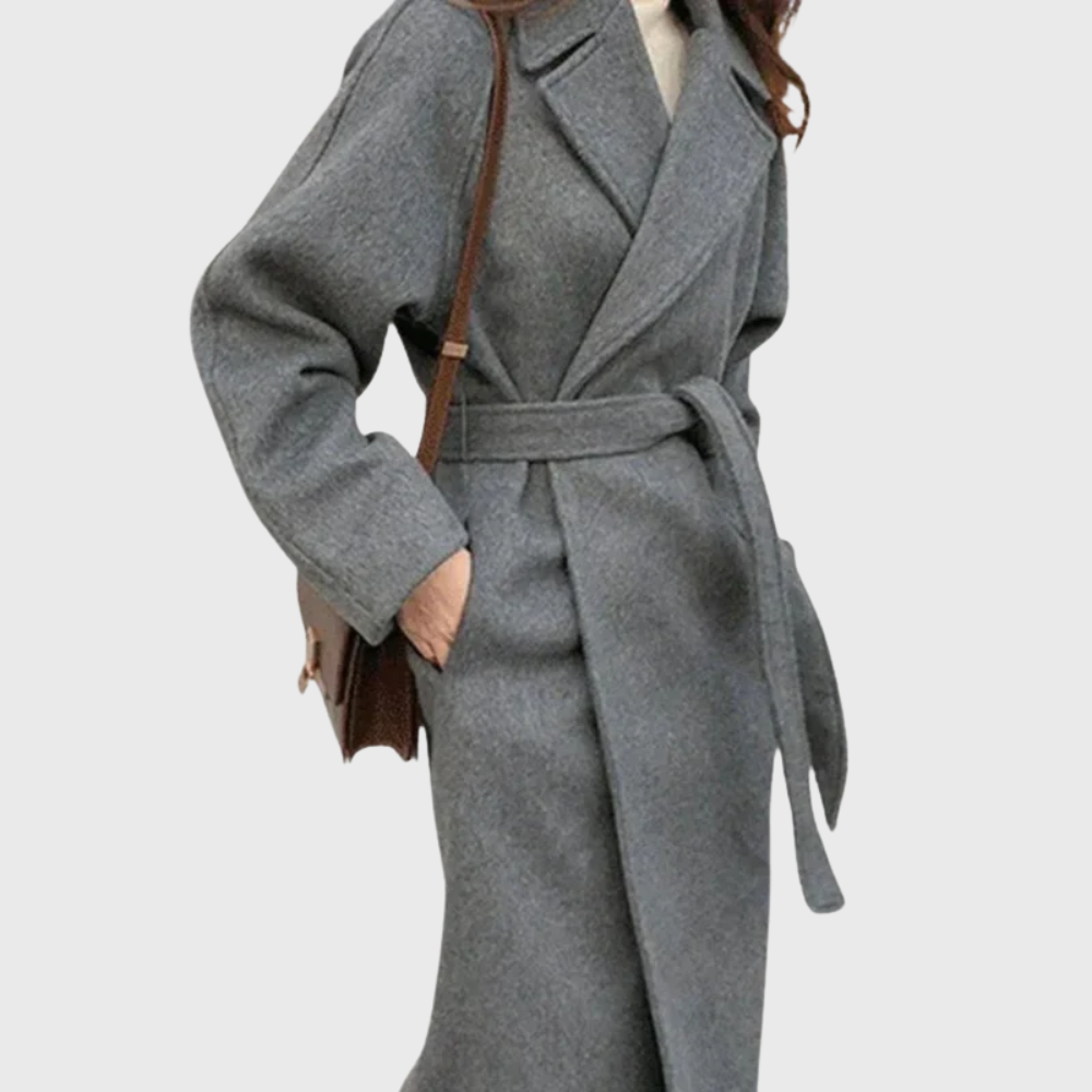 Women's Belted Overcoat with Classic Design and Versatile Style