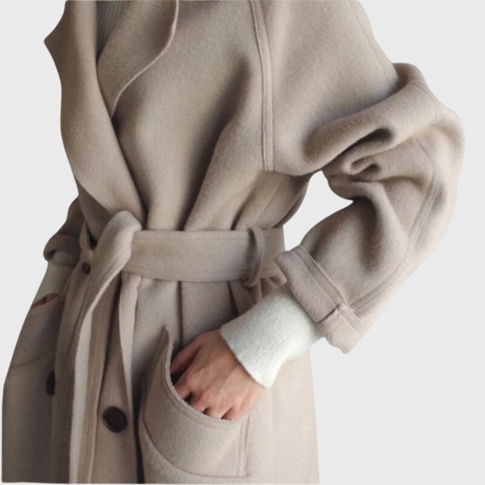 Women's Longline Overcoat with Open Front and Side Pockets