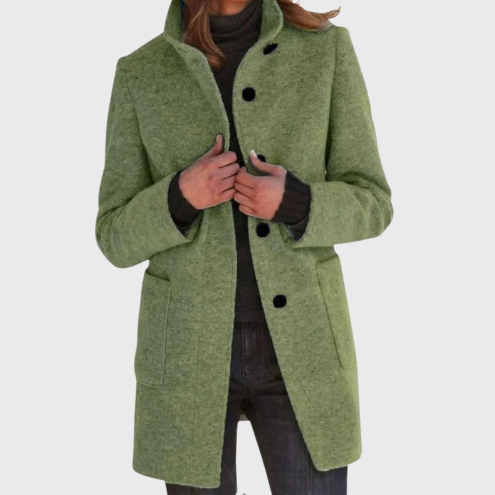 Women's Versatile Overcoat with Classic Design and Functional Pockets