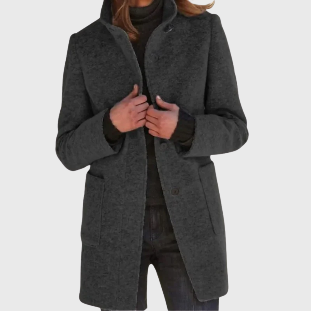 Women's Versatile Overcoat with Classic Design and Functional Pockets