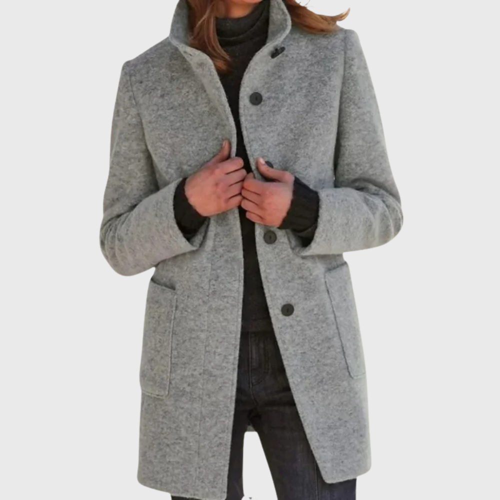 Women's Versatile Overcoat with Classic Design and Functional Pockets
