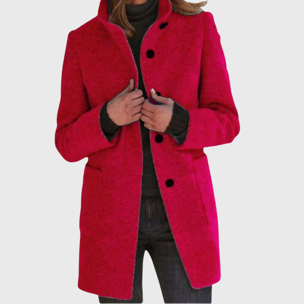 Women's Versatile Overcoat with Classic Design and Functional Pockets