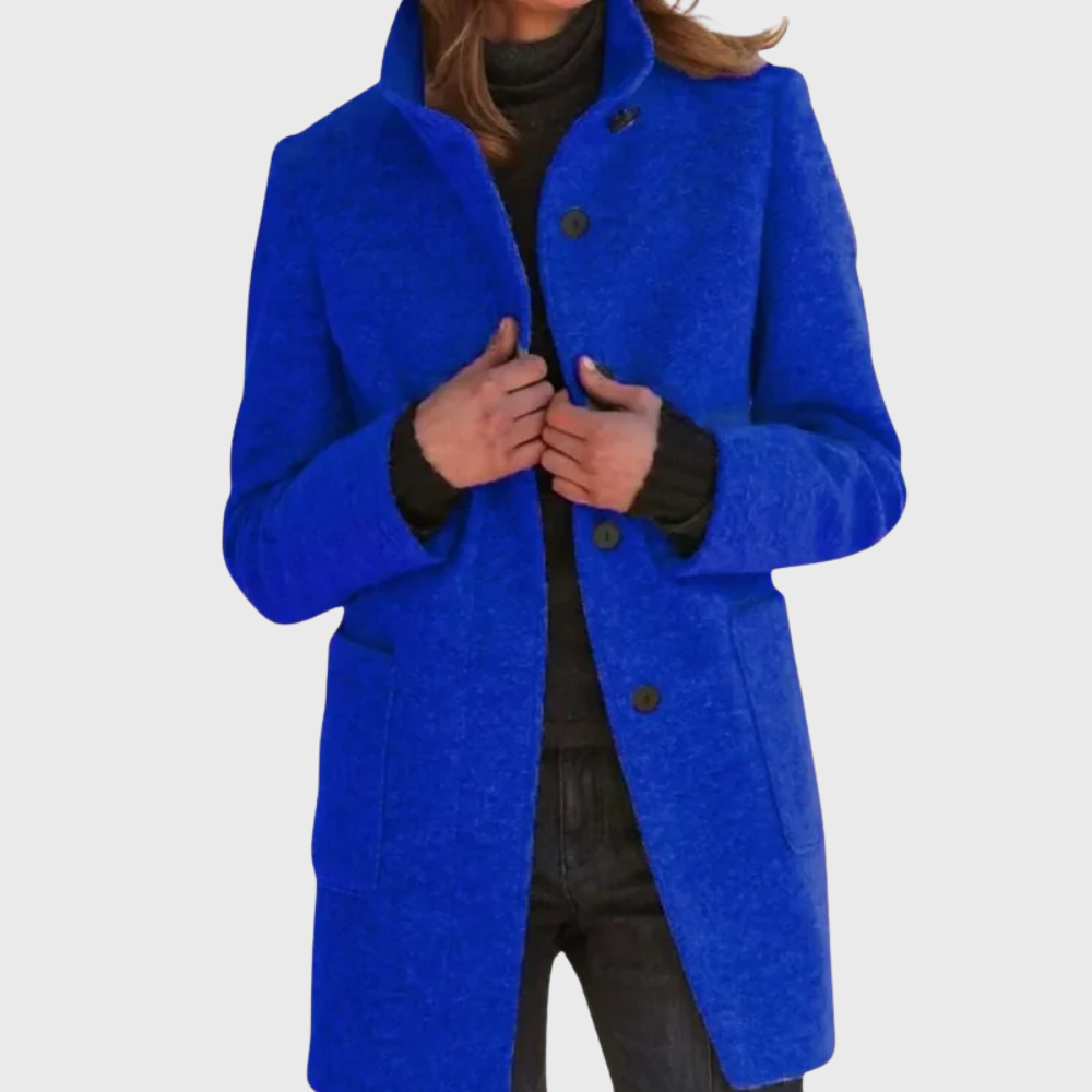 Women's Versatile Overcoat with Classic Design and Functional Pockets