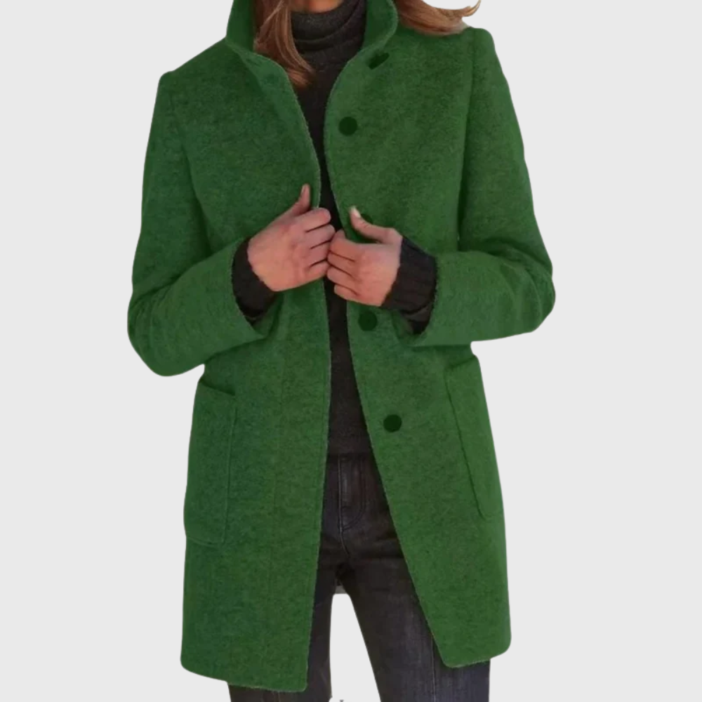 Women's Versatile Overcoat with Classic Design and Functional Pockets