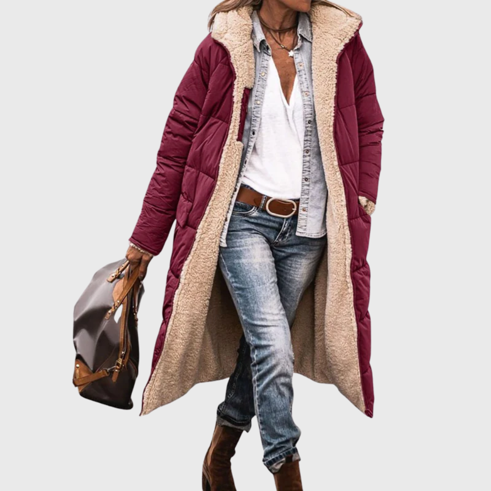 Women's Reversible Puffer Coat with Lined Design and Versatile Style