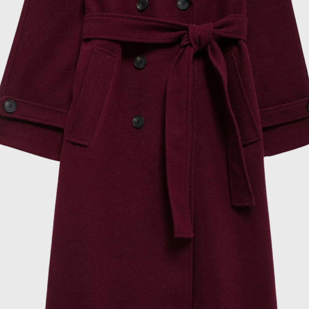 Women's Longline Overcoat with Button Closure and Side Pockets