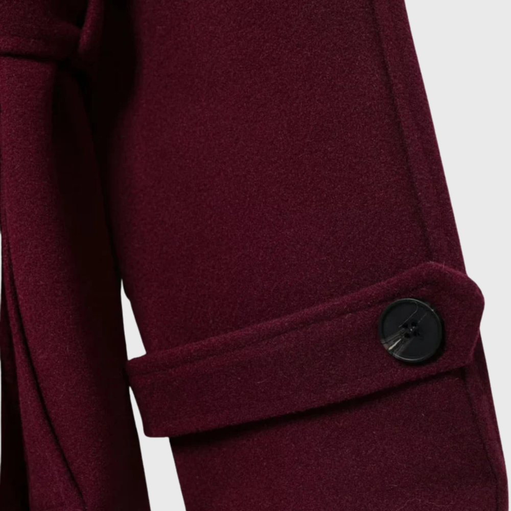 Women's Longline Overcoat with Button Closure and Side Pockets