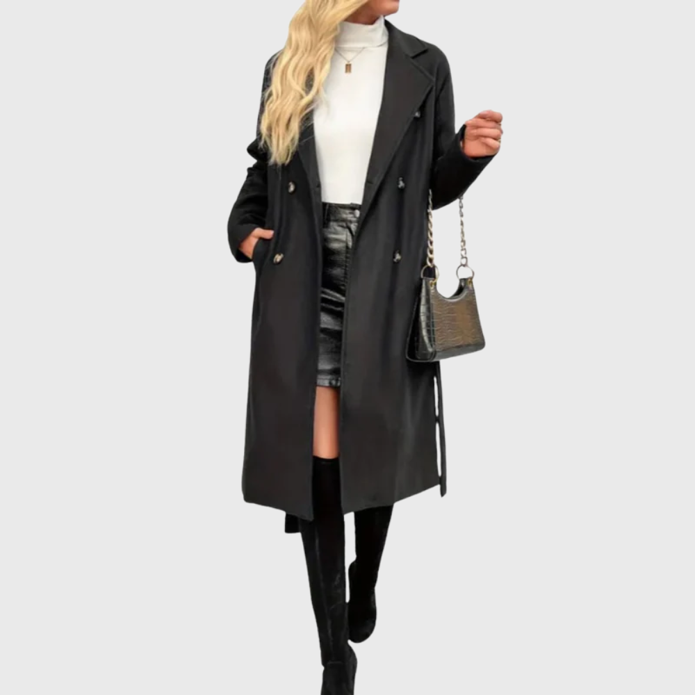 Women's Winter Trench Coat with Longline Design and Warmth