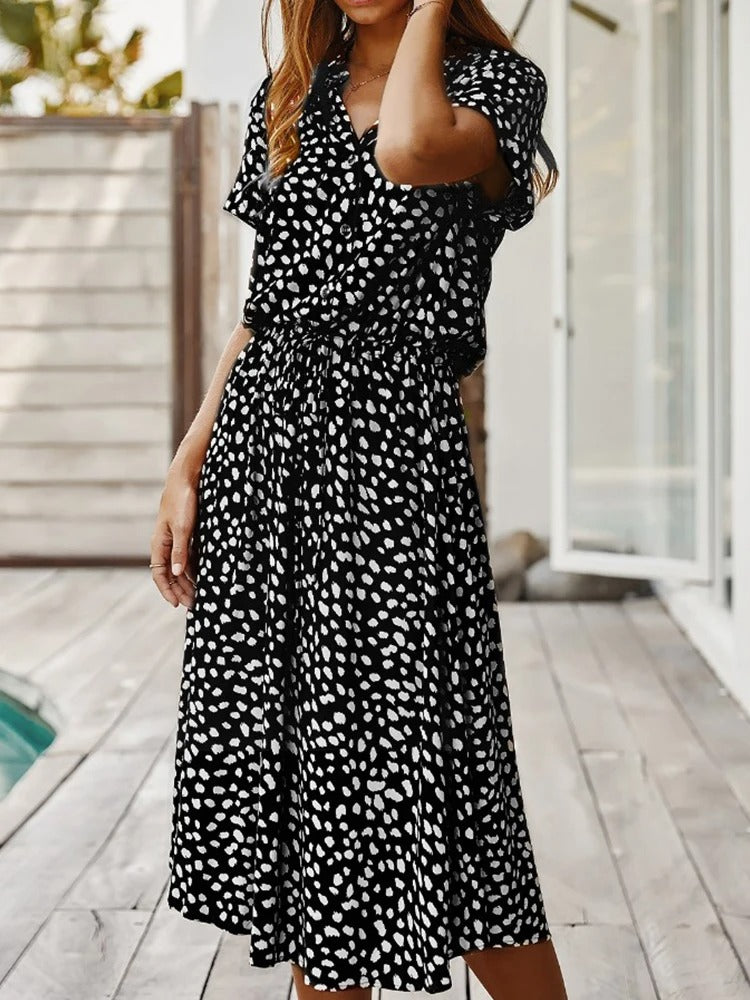Women's Summer Dress with Adjustable Straps and Flowing Skirt