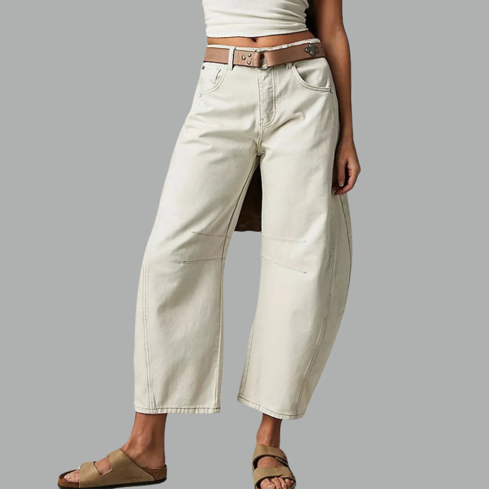 Women's Barrel Leg Jeans with High Waist and Relaxed Fit