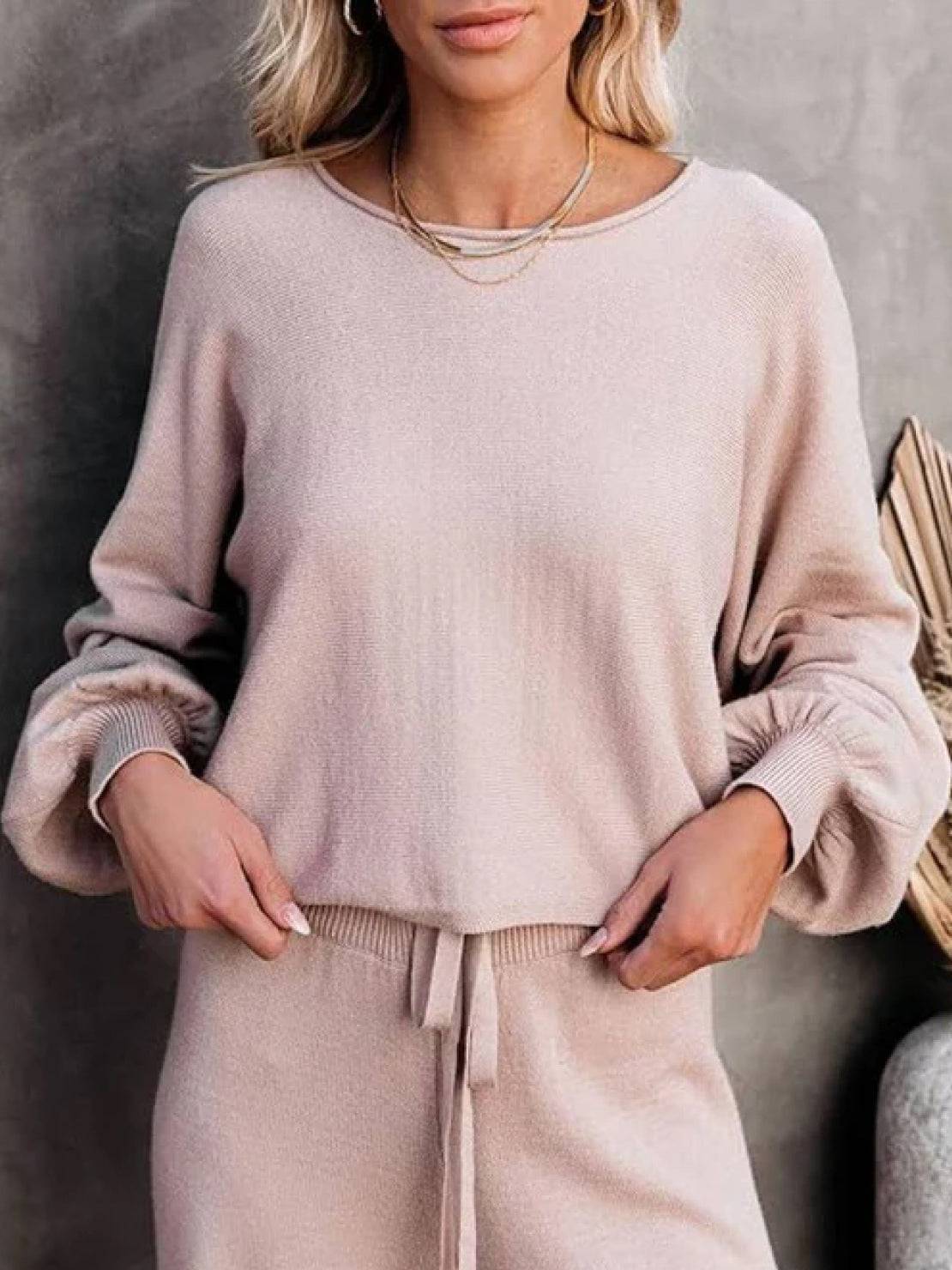 Women's Lounge Set with Cropped Sweatshirt and Wide-Leg Trousers