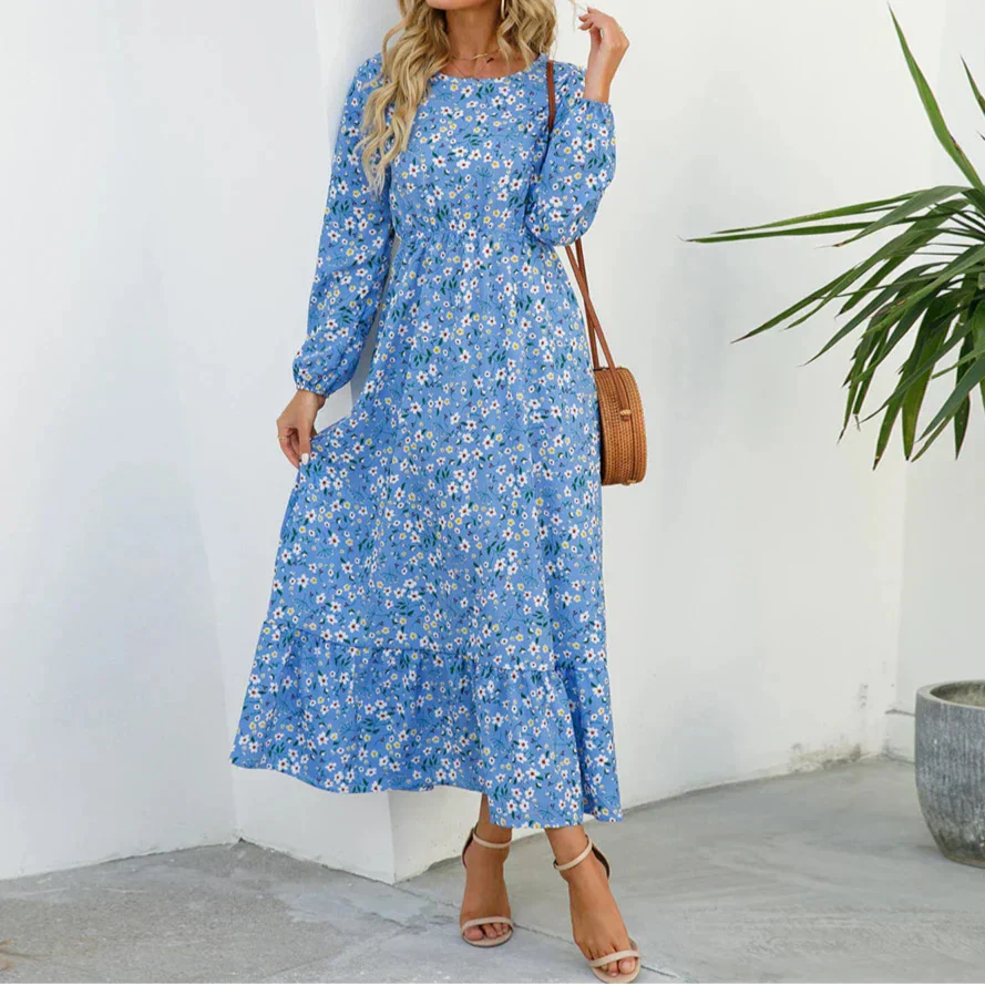 Women's Maxi Dress with Flowy Design and Adjustable Straps