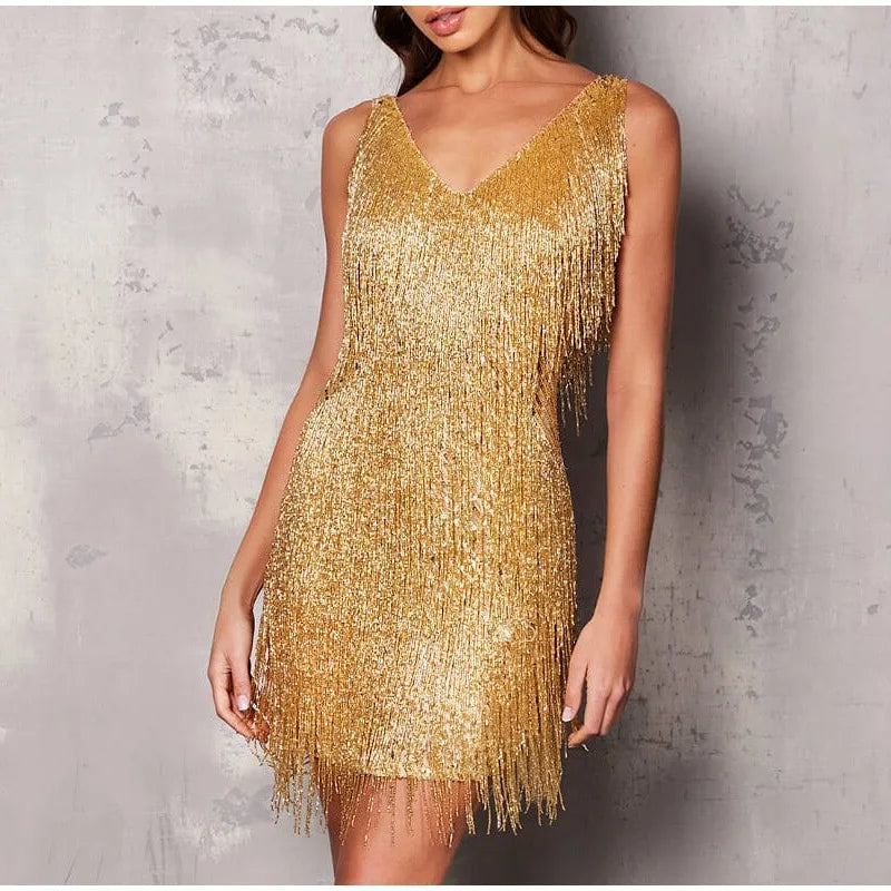 Women’s Ruffle Detail V-Neck Dress | Mini