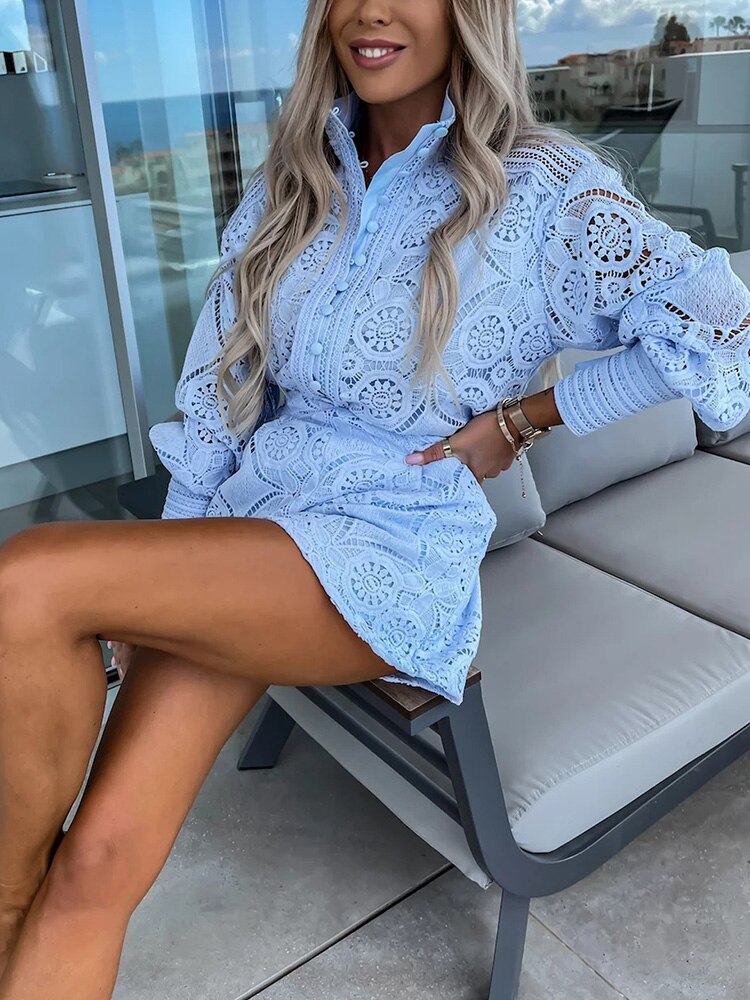 Women’s Two-Piece Set with Long Sleeve Blouse and Shorts | Clean Design