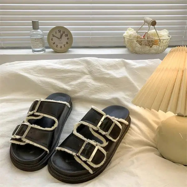 Solange | Women's Cushioned Slip-On Buckle Sandals