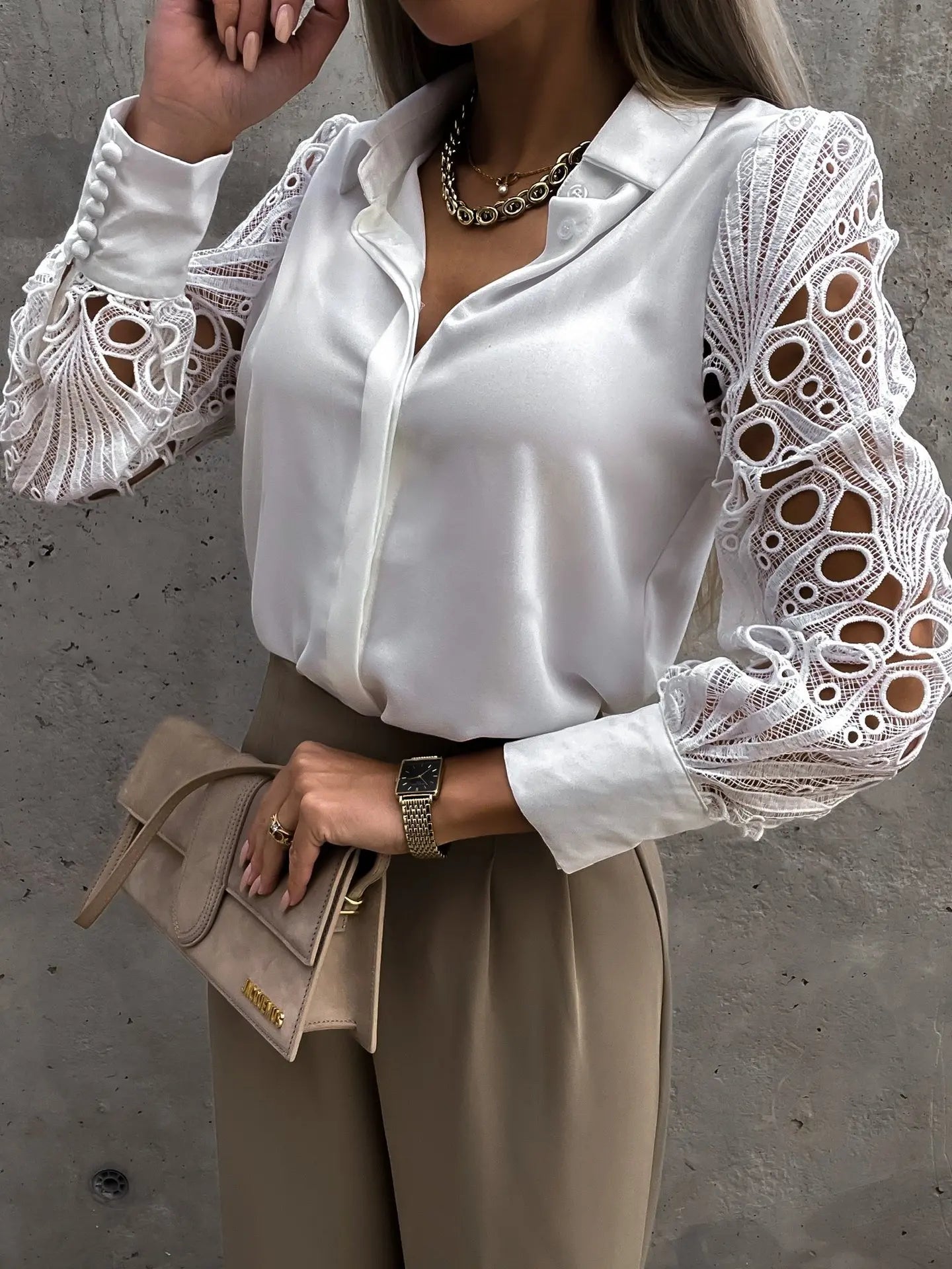 Women's Blouse with Exquisite Sleeves and Versatile Design