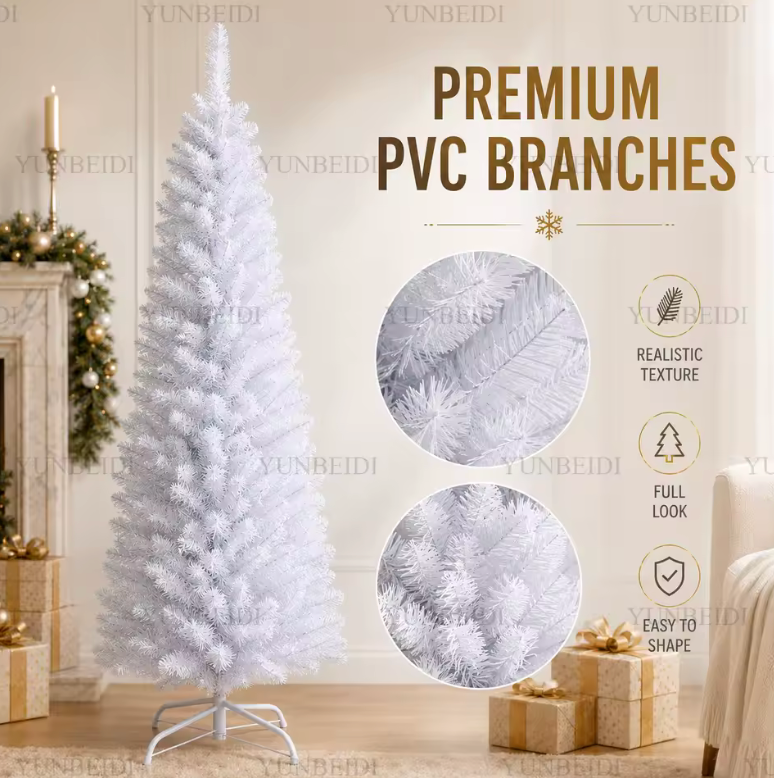 Slim White Christmas Tree – Space-Saving Pencil Design