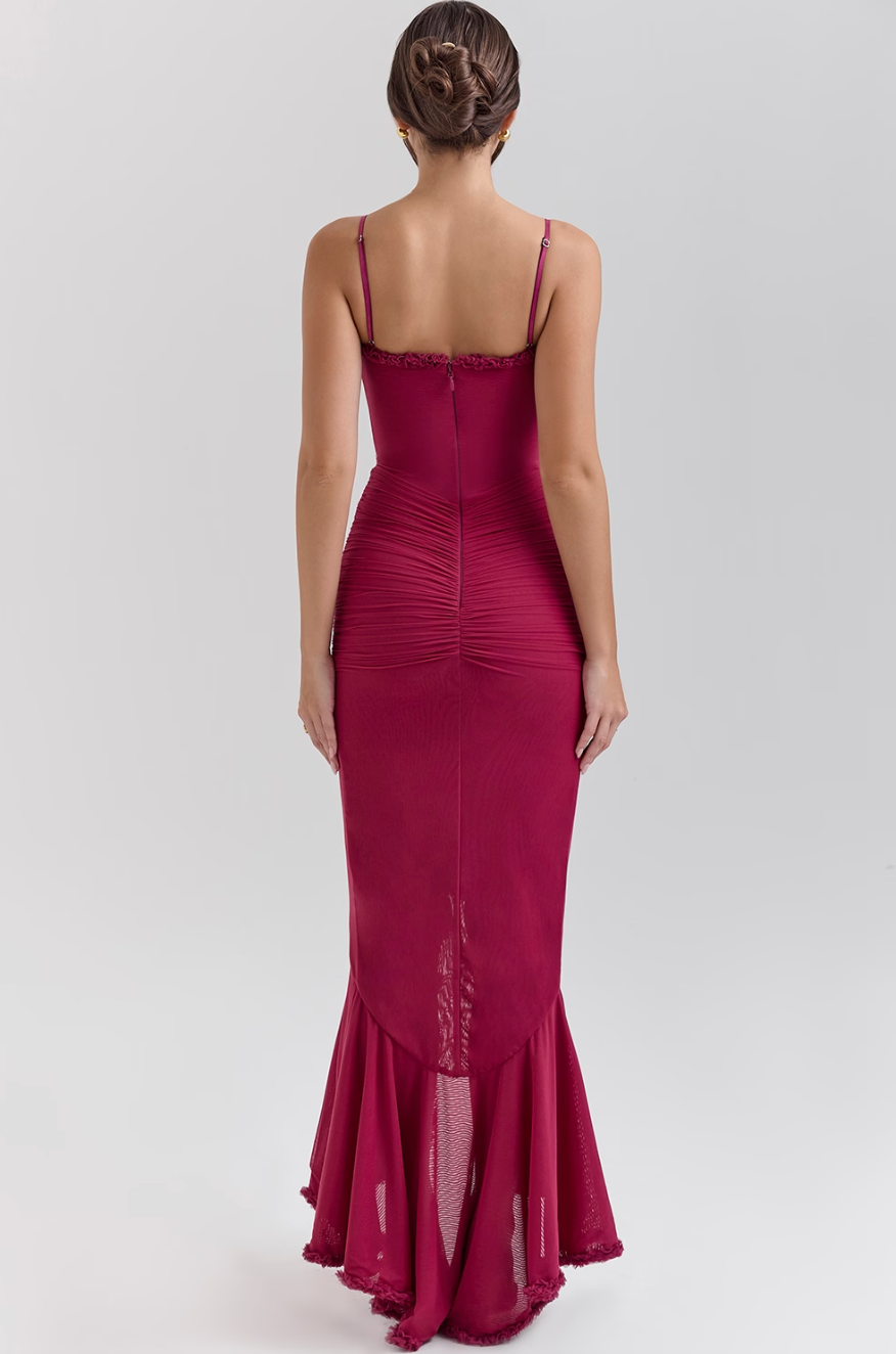 Women's Lace Ruched Dress with Elegant Design and Versatile Fit
