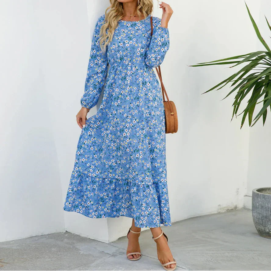 Women's Maxi Dress with Flowy Design and Adjustable Straps