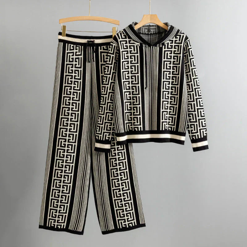 Women's Hoodie and Trousers Set with Adjustable Hood and Relaxed Fit