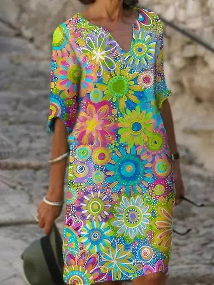 Women's Evening Dress with Floral Design and Tummy Control
