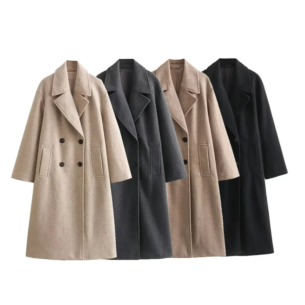 Women's Classic Overcoat with Tailored Fit and Warmth