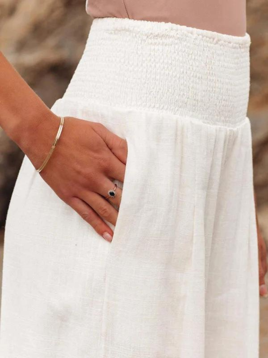 Women's Beach Trousers with Wide Legs and Lightweight Fabric
