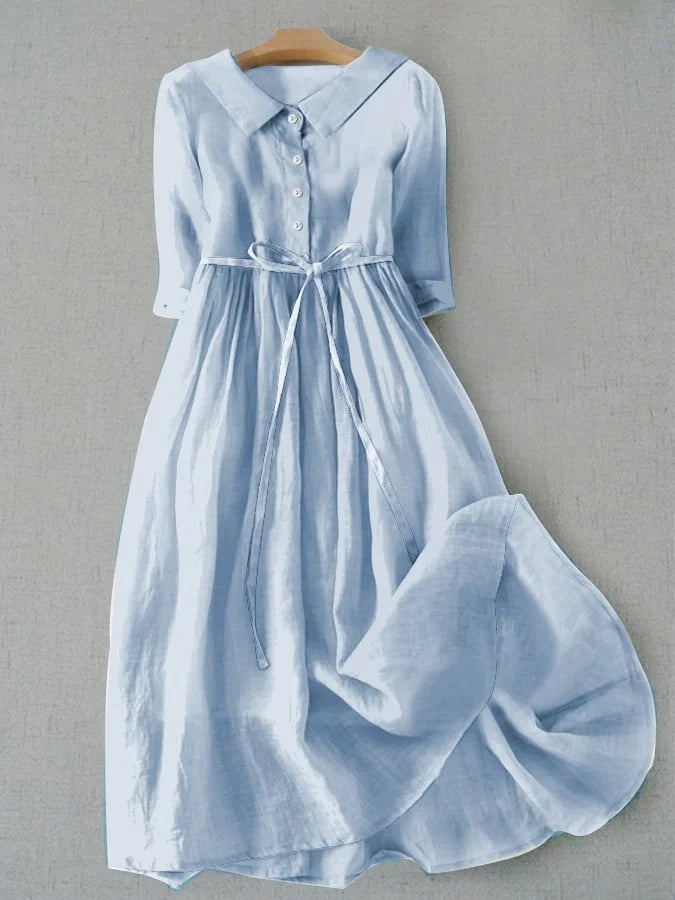 Women's Draped Midi Dress with Flowing Design and Versatile Style