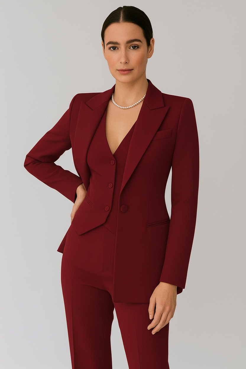 Women’s Three-Piece Suit Set | Blazer Vest and Trousers