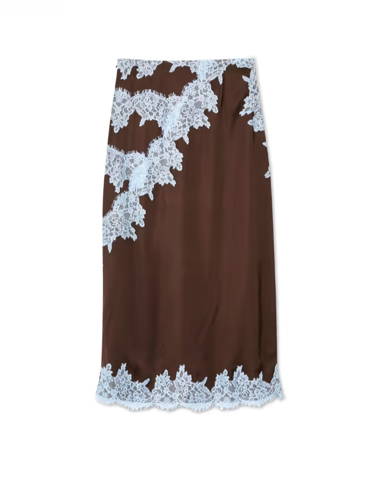 Women's Lace Panel Top and Skirt Set with Stylish Design and Versatile Fit