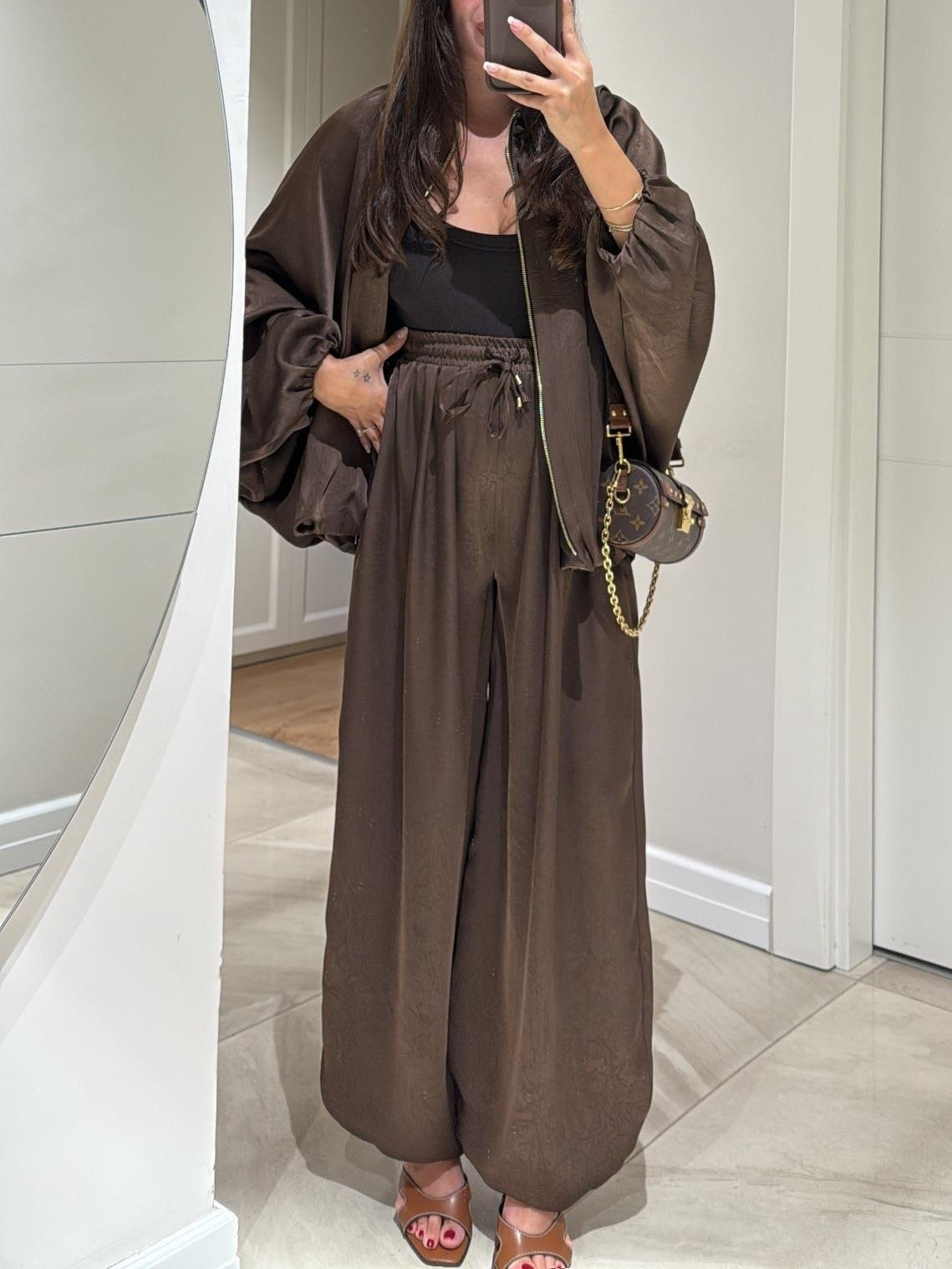 Women's Casual Two-Piece Suit with Jacket and Drawstring Trousers