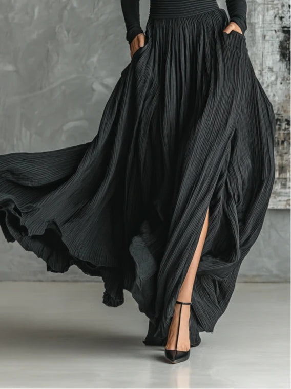 Women's Turtleneck and Pleated Skirt Set with Versatile Style and Easy Care