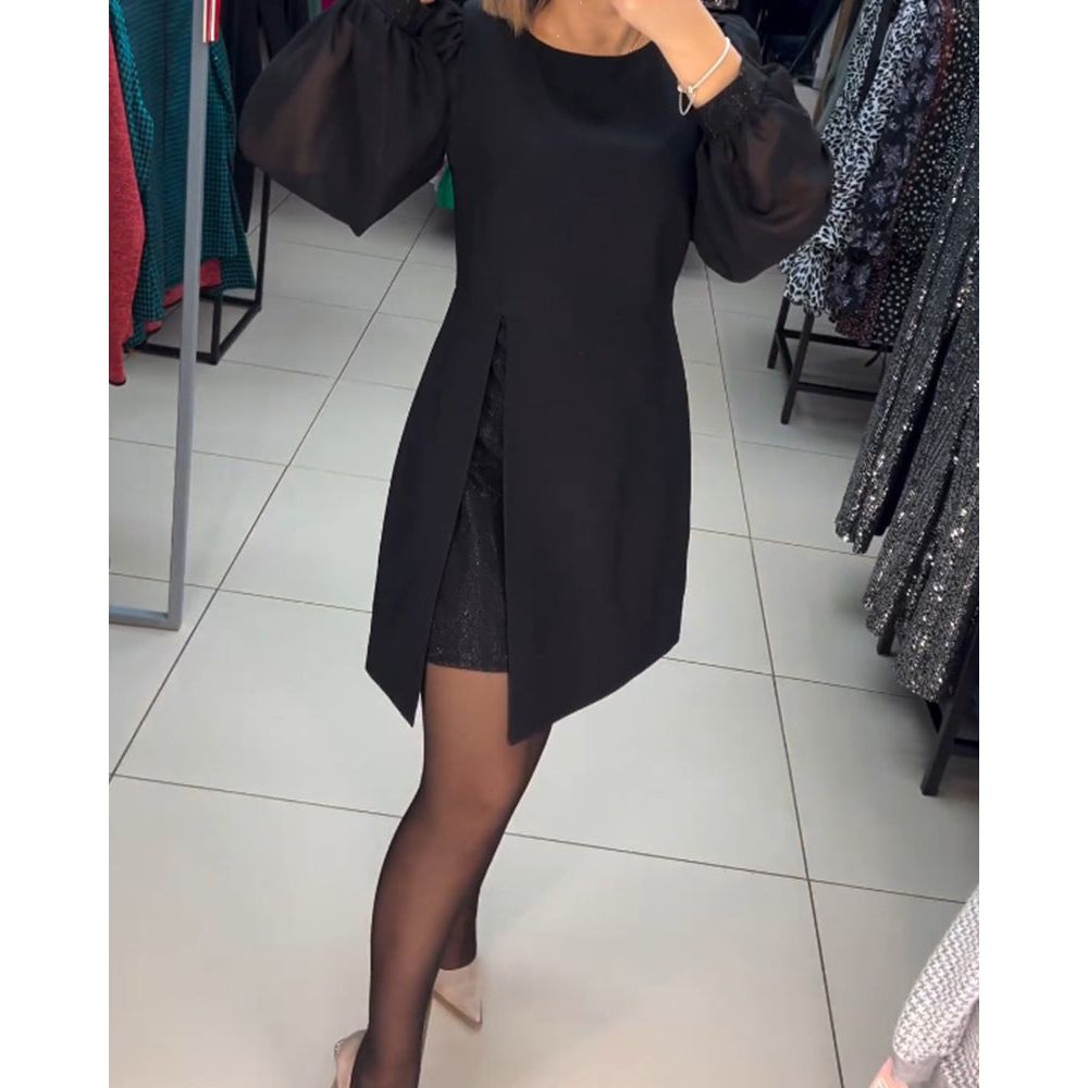 Women's Classic Midi Dress with Side Slit and Versatile Design