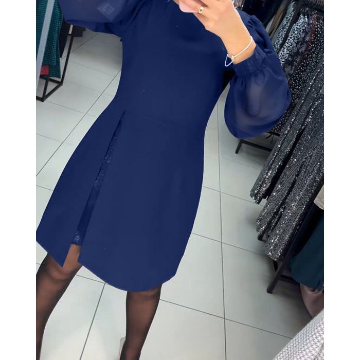 Women's Classic Midi Dress with Side Slit and Versatile Design