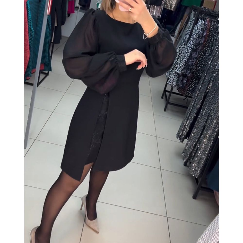 Women's Classic Midi Dress with Side Slit and Versatile Design